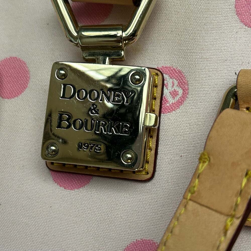 Vintage Dooney & Bourke Pink Polka Dot Leather Bucket Bag - Picture 3 of 9